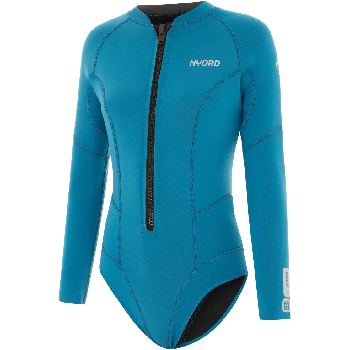 2026 Nyord Womens Solu Yulex 2/2mm Long Sleeve Front Zip Spring Shorty Wetsuit SOLWHL22001-CBL - Celestial Blue